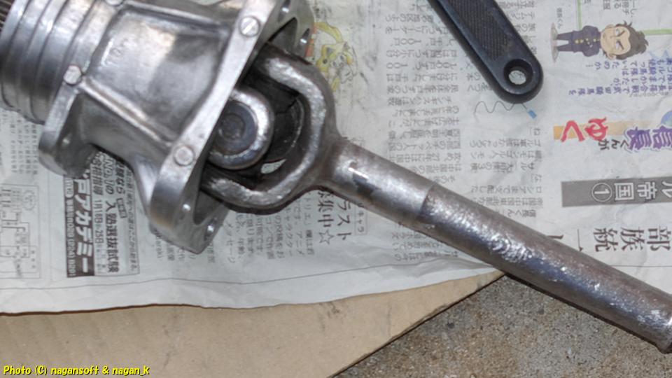 スバル R-2 K12、アクスルシャフトの錆取完了、2015年03月25日撮影、「なが～ン」所有車 R-2 360cc