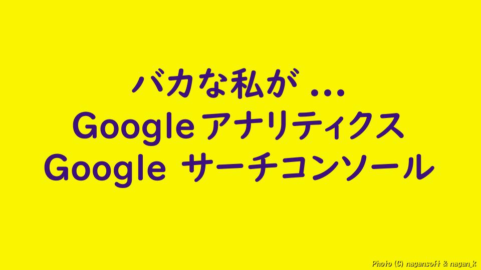 記事の見出し文字画像、「バカな私が...。Googleアナリティクス、Google サーチコンソール を設定する」