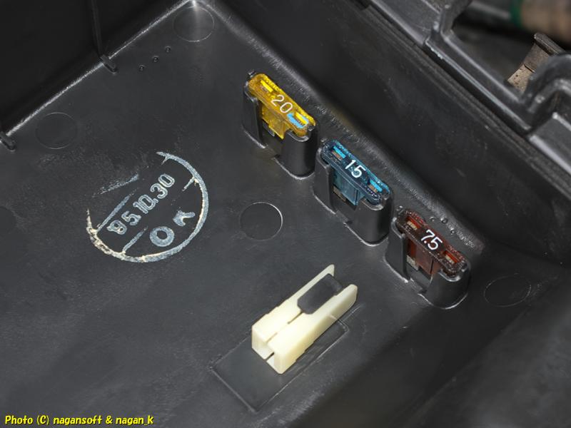 CrownWagon. A spare fuse and fuse puller are stored behind the cover of the fuse box in the engine compartment.