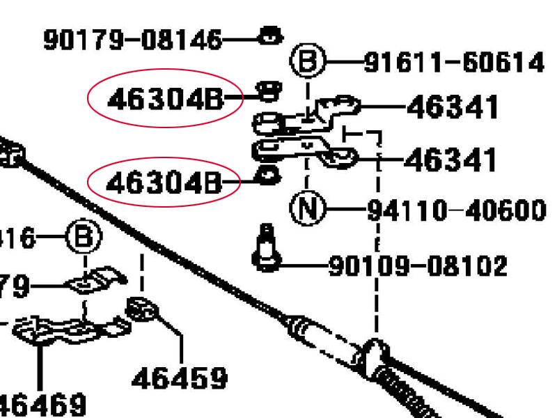 2025年11月22日、「なが～ン」所有車、クラウンワゴン、サイドブレーキワイヤー固定ブラケットのネジ通し穴内へ入るブッシュ