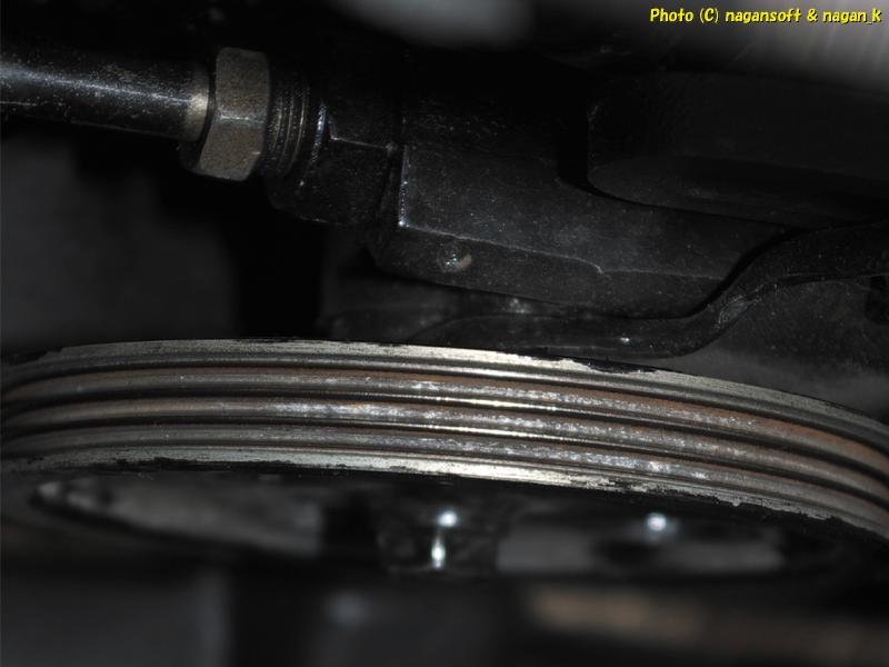 「なが～ン」所有車、クラウンワゴン GS130 1GFE、2025年11月23日、ファンベルト取り外し直後、パワステプーリー溝