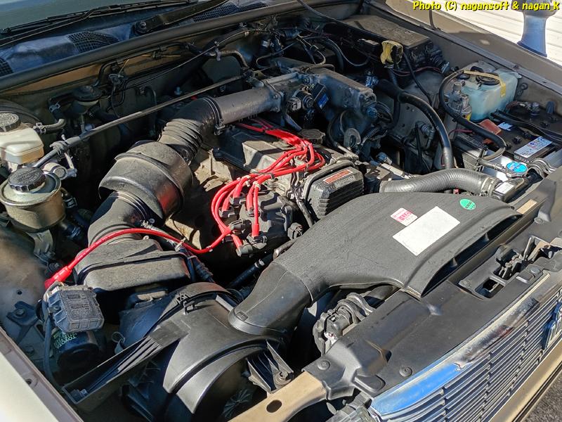 クラウンワゴン G130、エンジンルームの様子、2025年11月24日撮影、「なが～ン」所有車 クラゴン君 1G-FE
