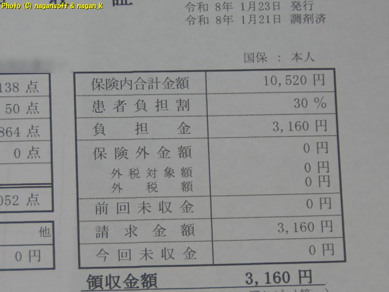 2026年1月の薬代、2026年01月31日撮影