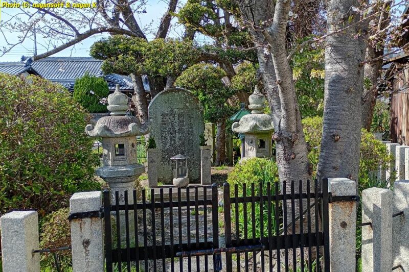 茅渟宮跡石碑と桜の位置関係｜大阪府泉佐野市上之郷、茅渟宮跡。2026年04月03日撮影