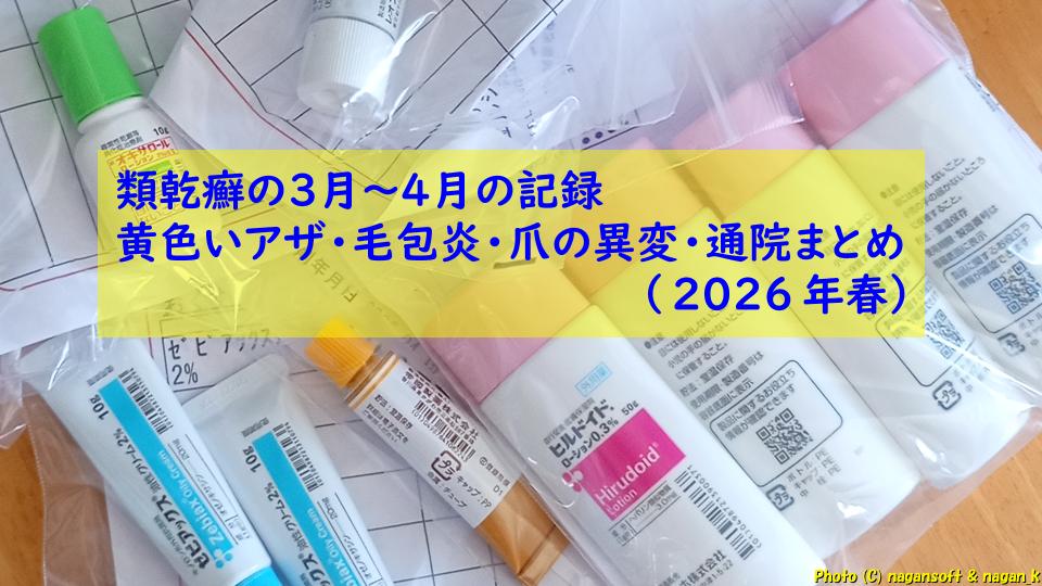 類乾癬の３月～４月の記録｜黄色いアザ・毛包炎・爪の異変・通院まとめ（2026年春）｜｜なが～ンのごちゃごちゃ 出口のないジャンクなパラダイス